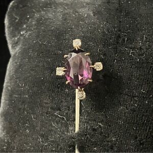 Antique Deep Purple Glass Stick / Tie Pin